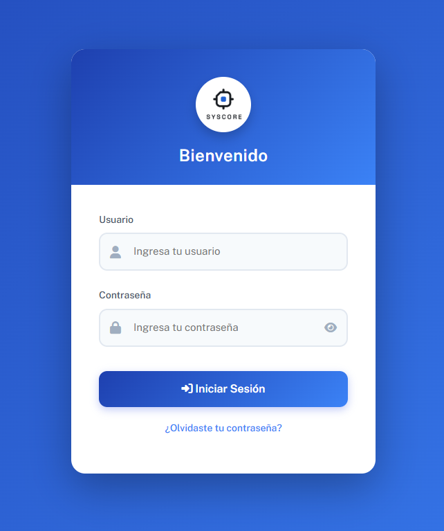 Pantalla de inicio de sesión de SysCore